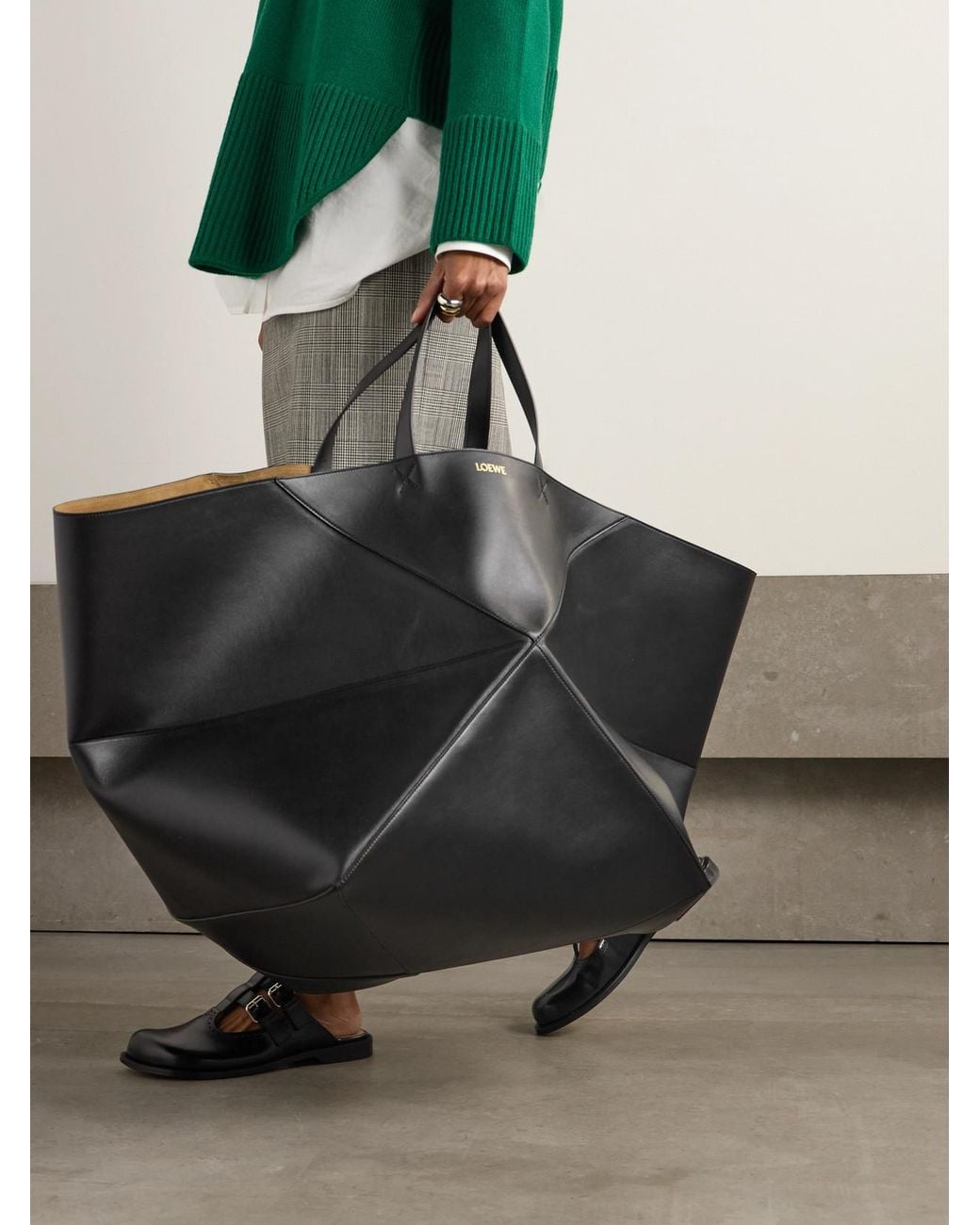 Loewe Black Puzzle Fold Xl Convertible Leather Tote