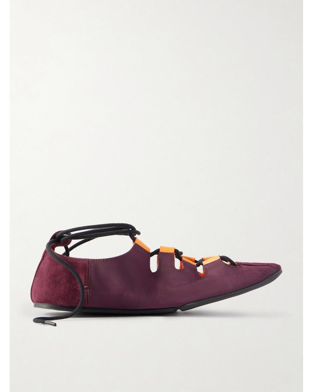 Alaïa Purple Suede-Trimmed Shell Ballet Flats