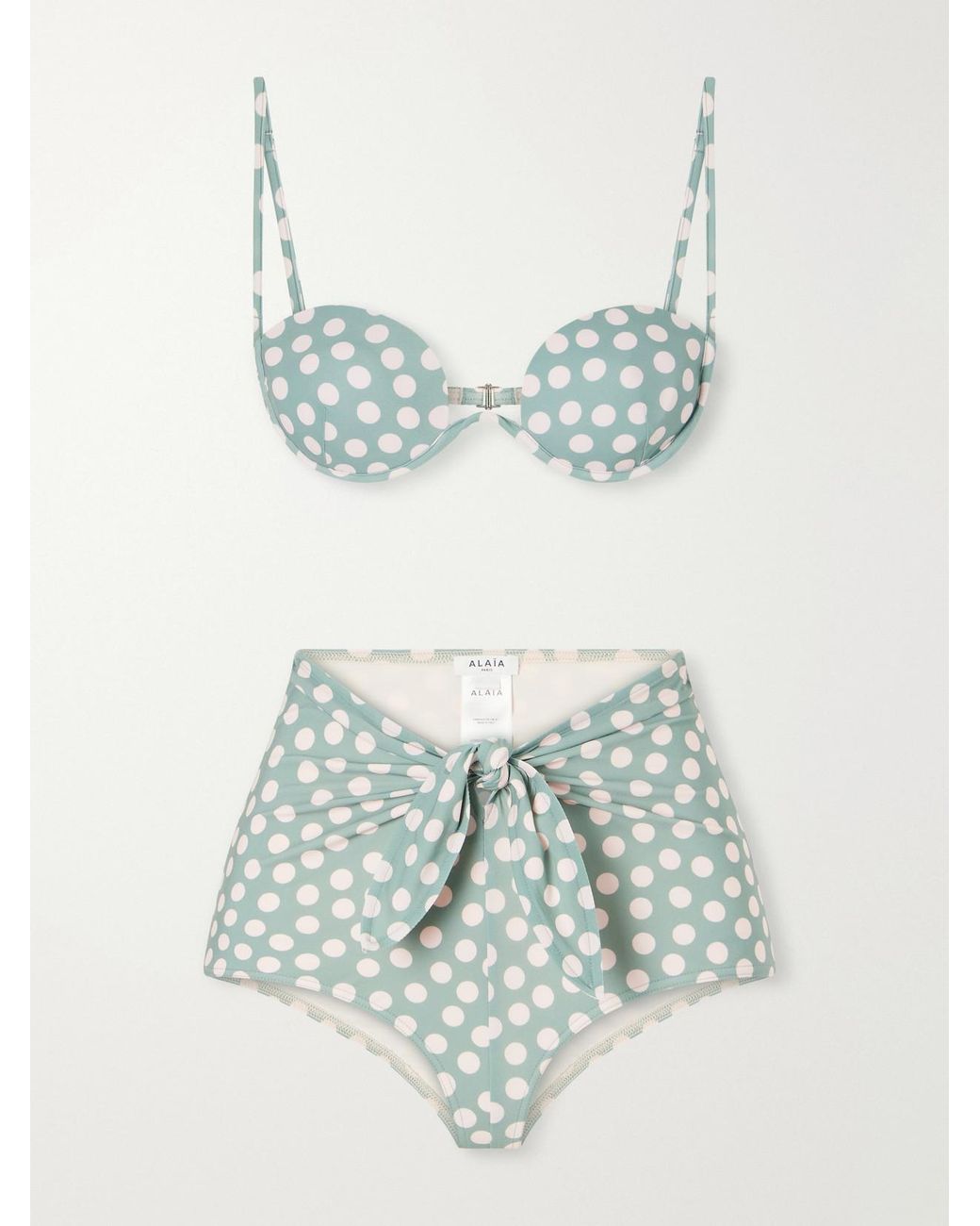 Alaïa Blue Knot-Detailed Polka-Dot Bikini