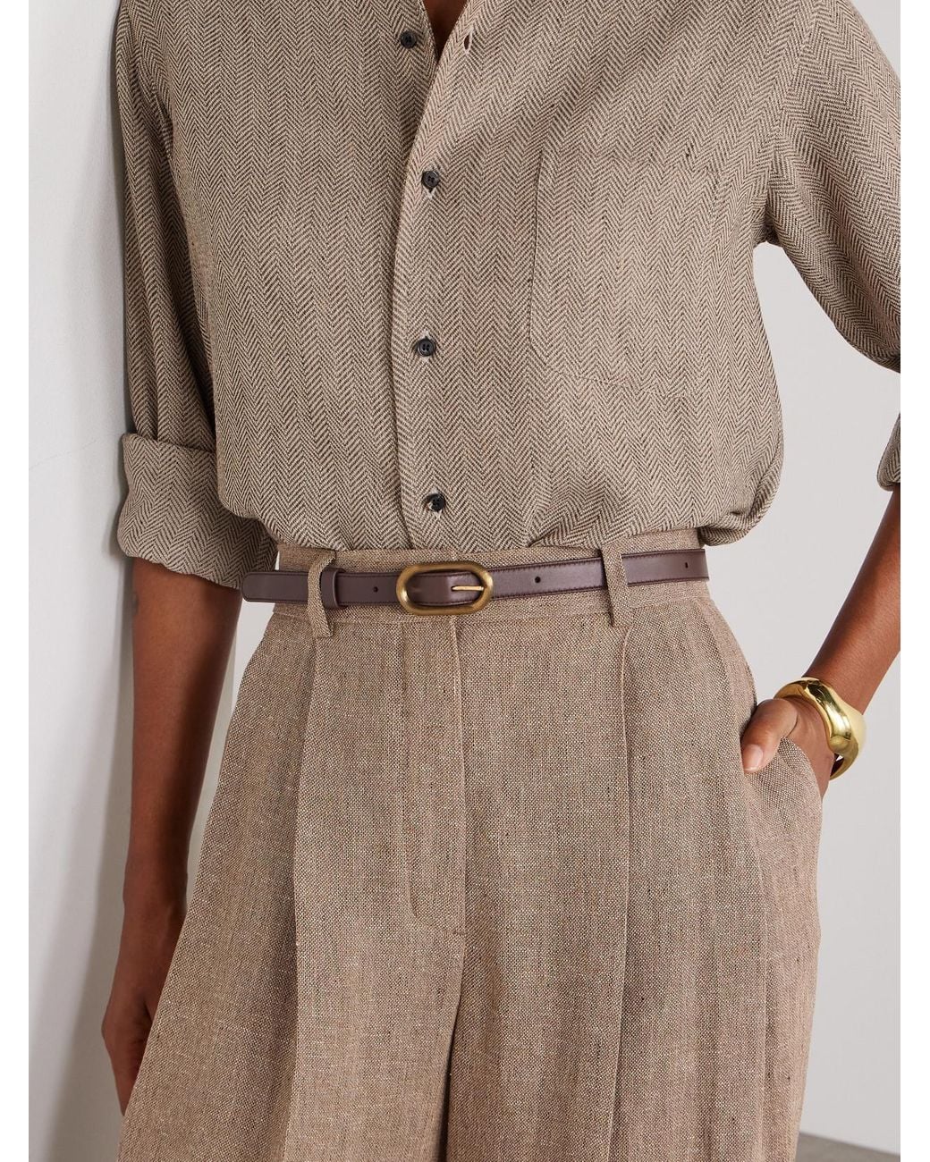 Loro Piana Brown Leather Skinny Belt