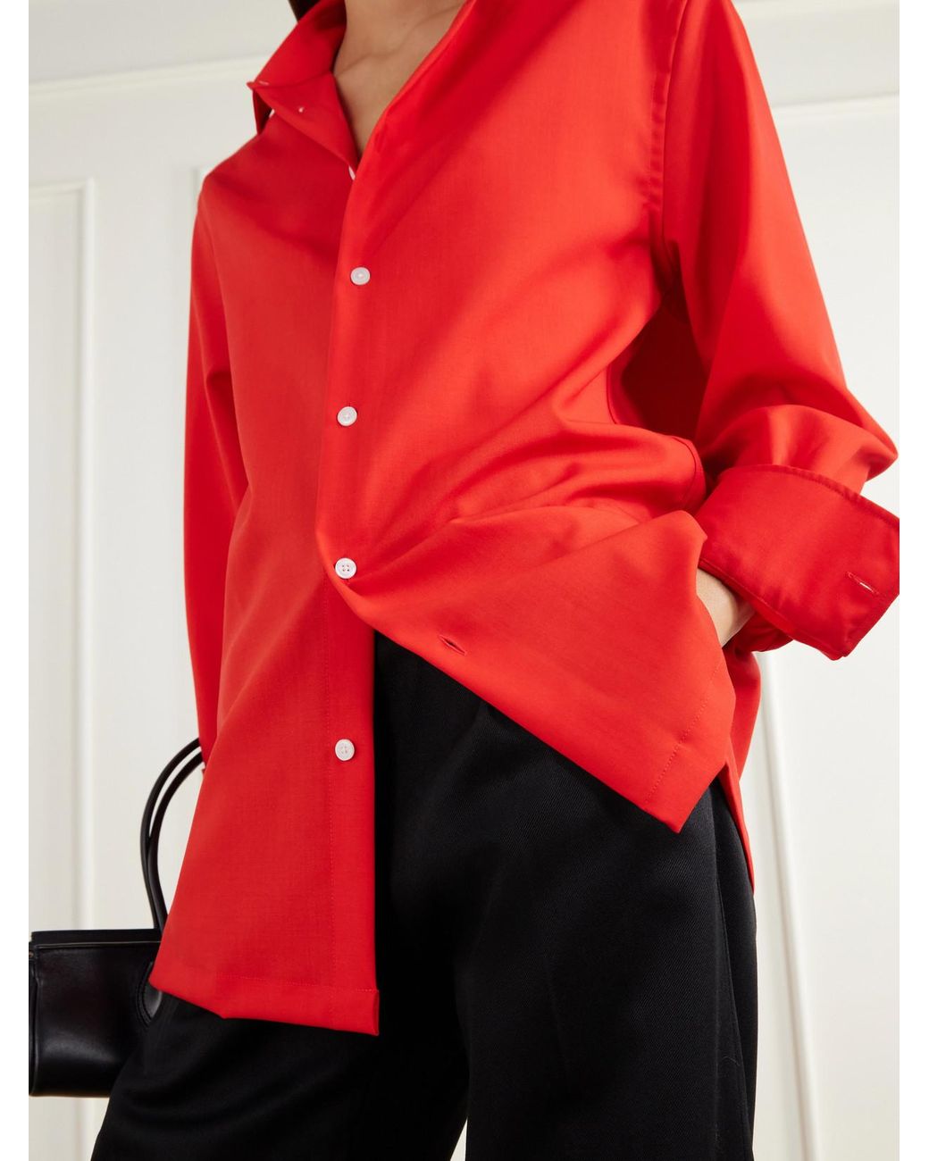 Willy Chavarria Red Wool-Twill Shirt