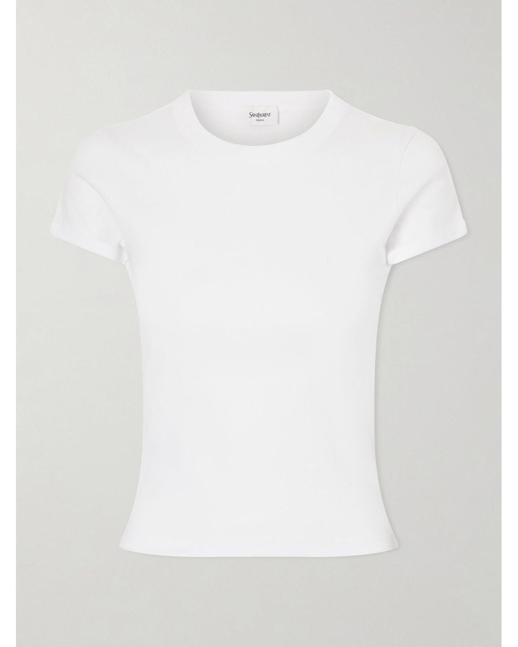 Saint Laurent White Cropped Jersey T-Shirt