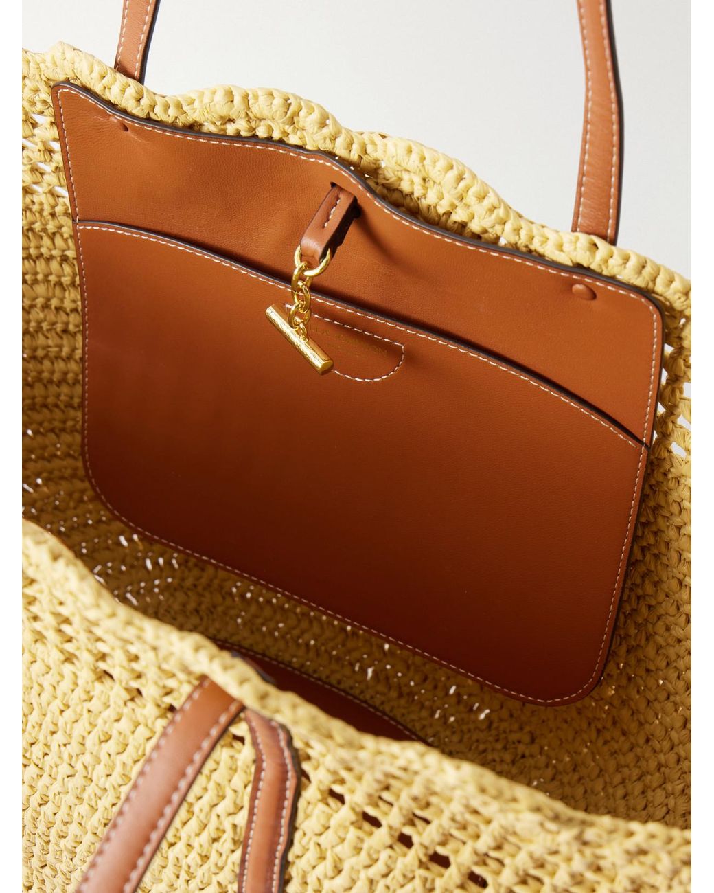 Ulla Johnson Metallic Marina Leather-Trimmed Raffia Tote