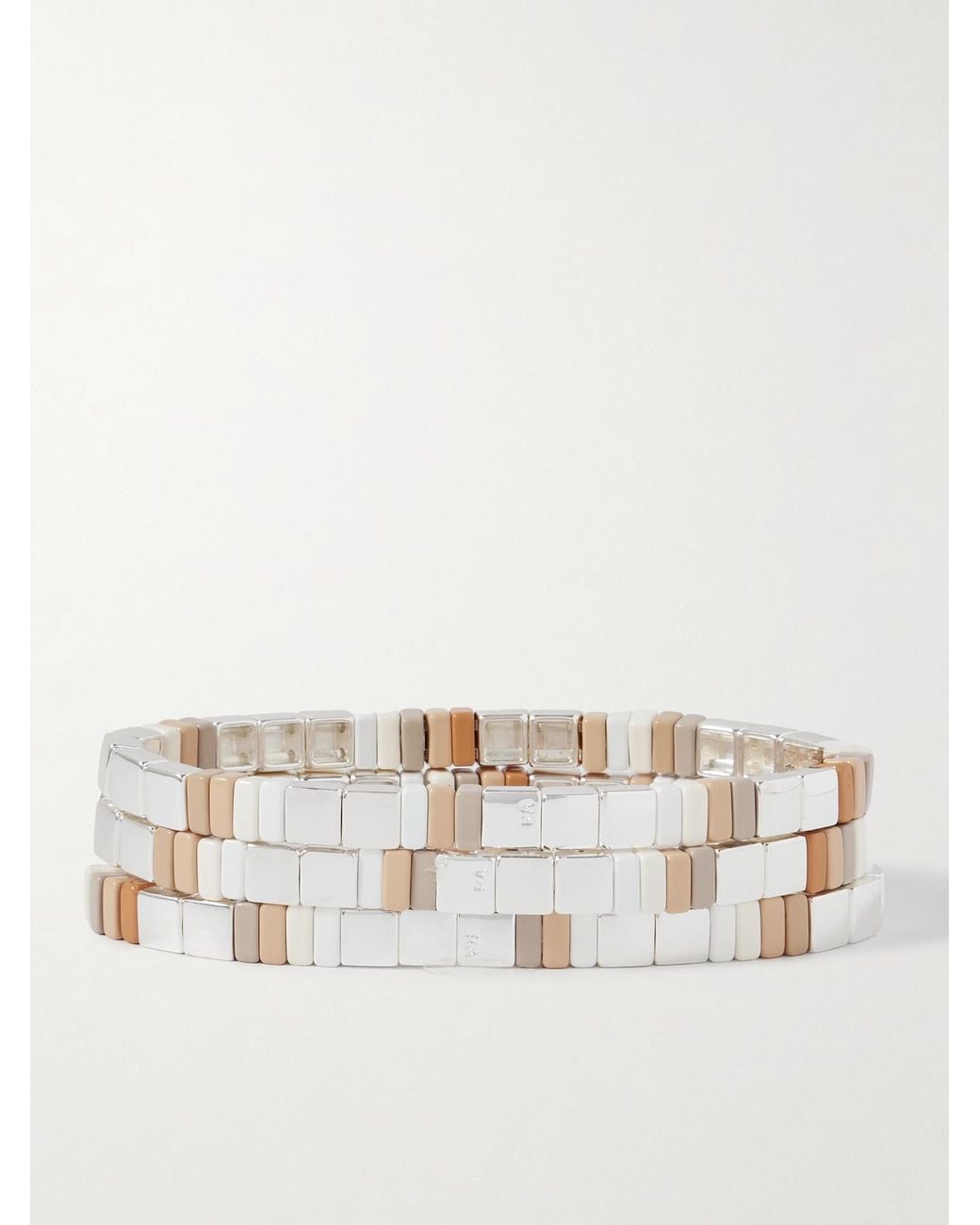 Roxanne Assoulin Natural The Quiet Time Set Of Three-Tone Enamel Bracelets