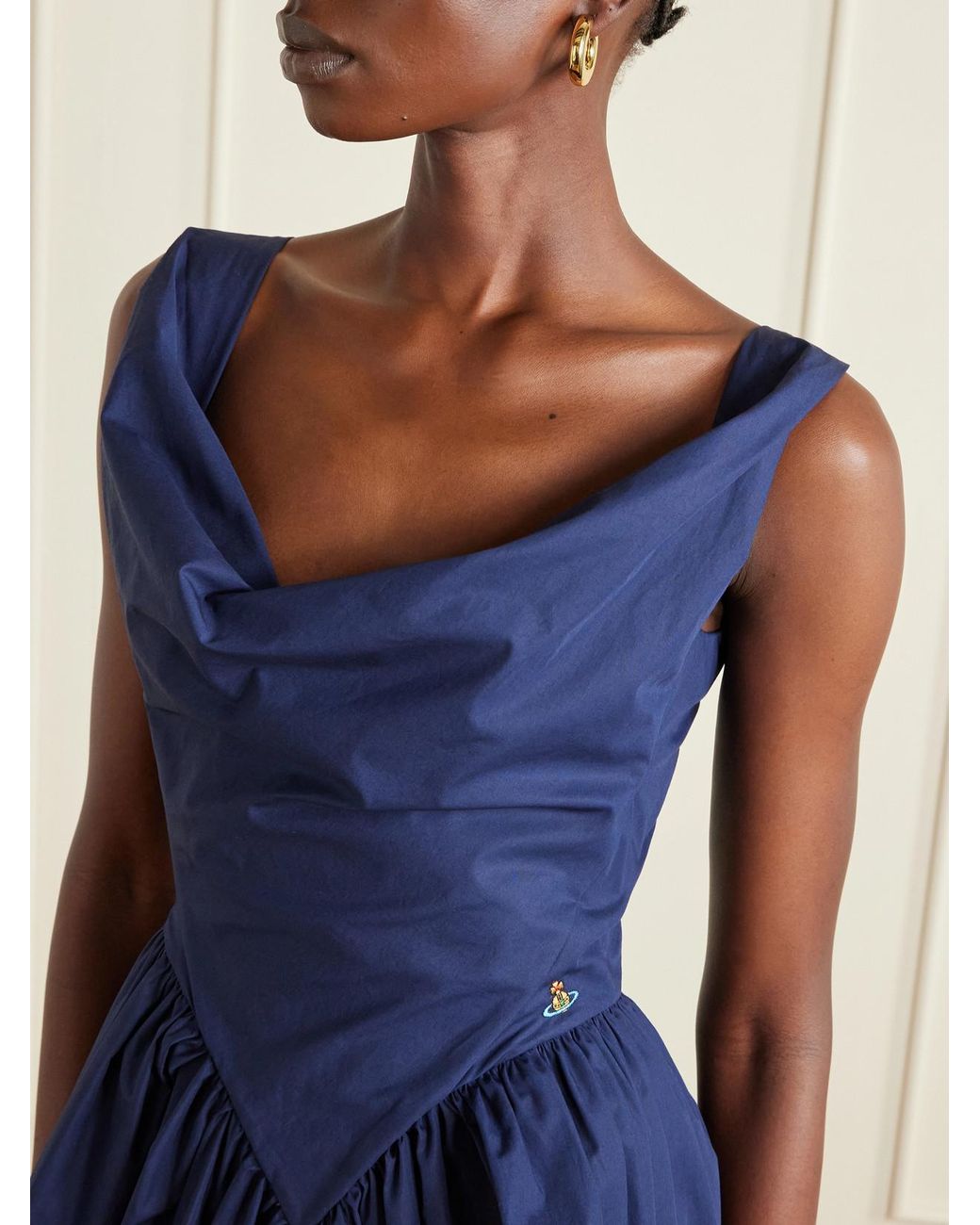 Vivienne Westwood Blue Sunday Gathered Cotton-Poplin Midi Dress