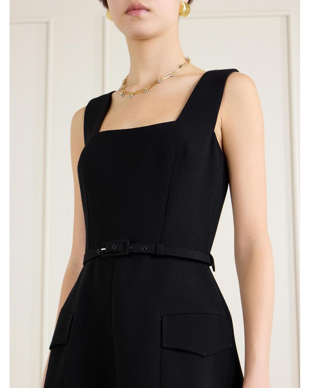 Emilia Wickstead Blue Petra Wool Crepe Dress