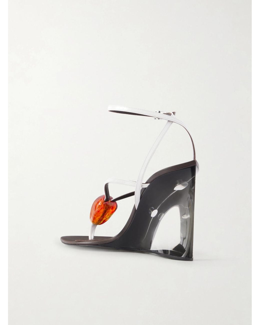 Alaïa White Invisible 90 Embellished Leather Sandals