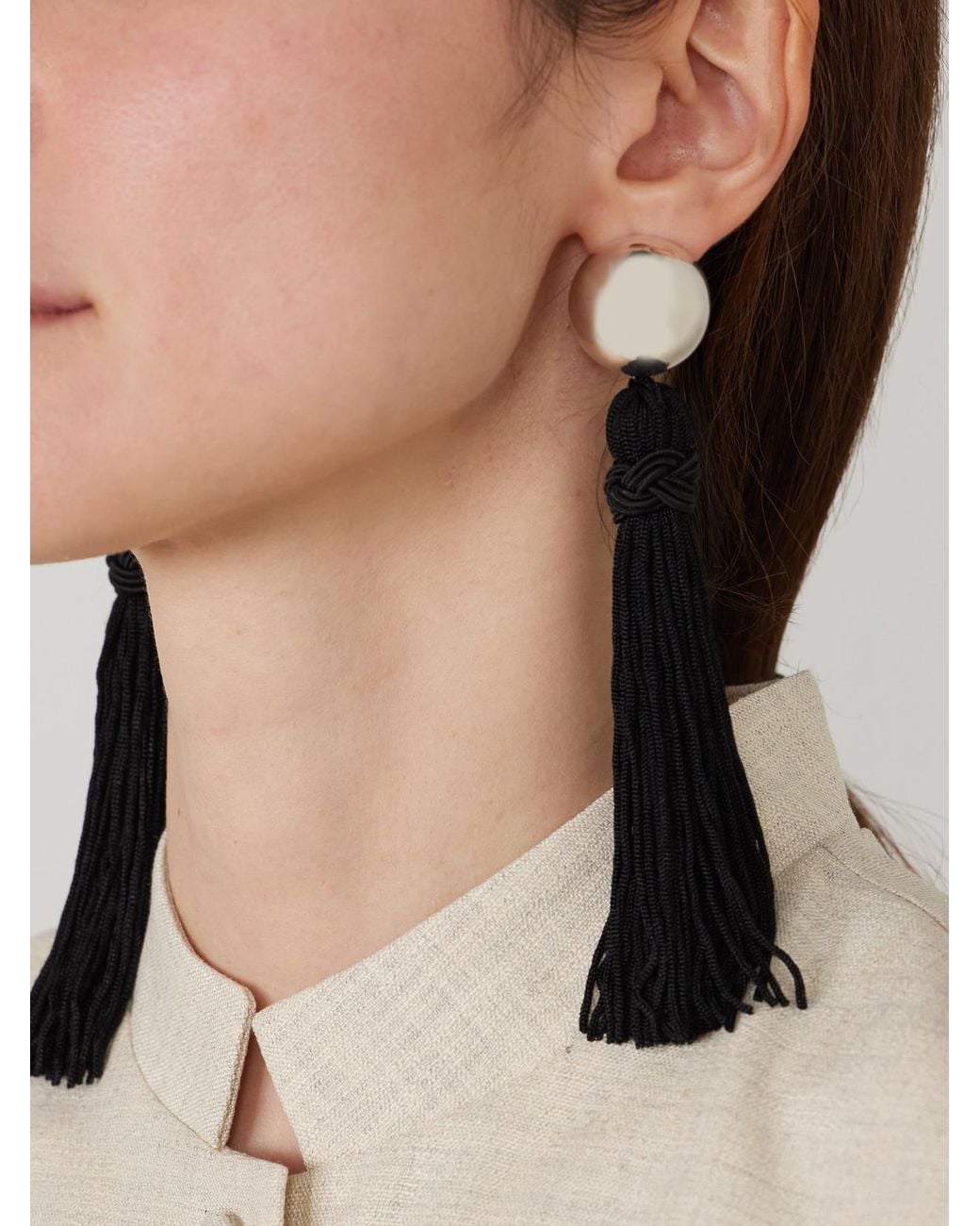 Sophie Buhai White Venetian Tasseled Earrings