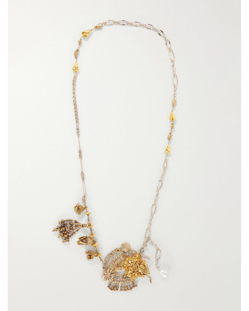 Dries Van Noten White Embellished-Tone Necklace