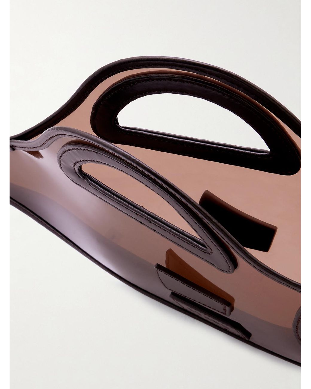 Staud Brown Cleo Leather-Trimmed Pvc Top-Handle Bag