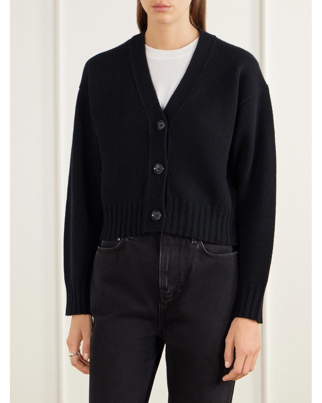 Allude Blue Cropped Wool And Cashmere-Blend Cardigan