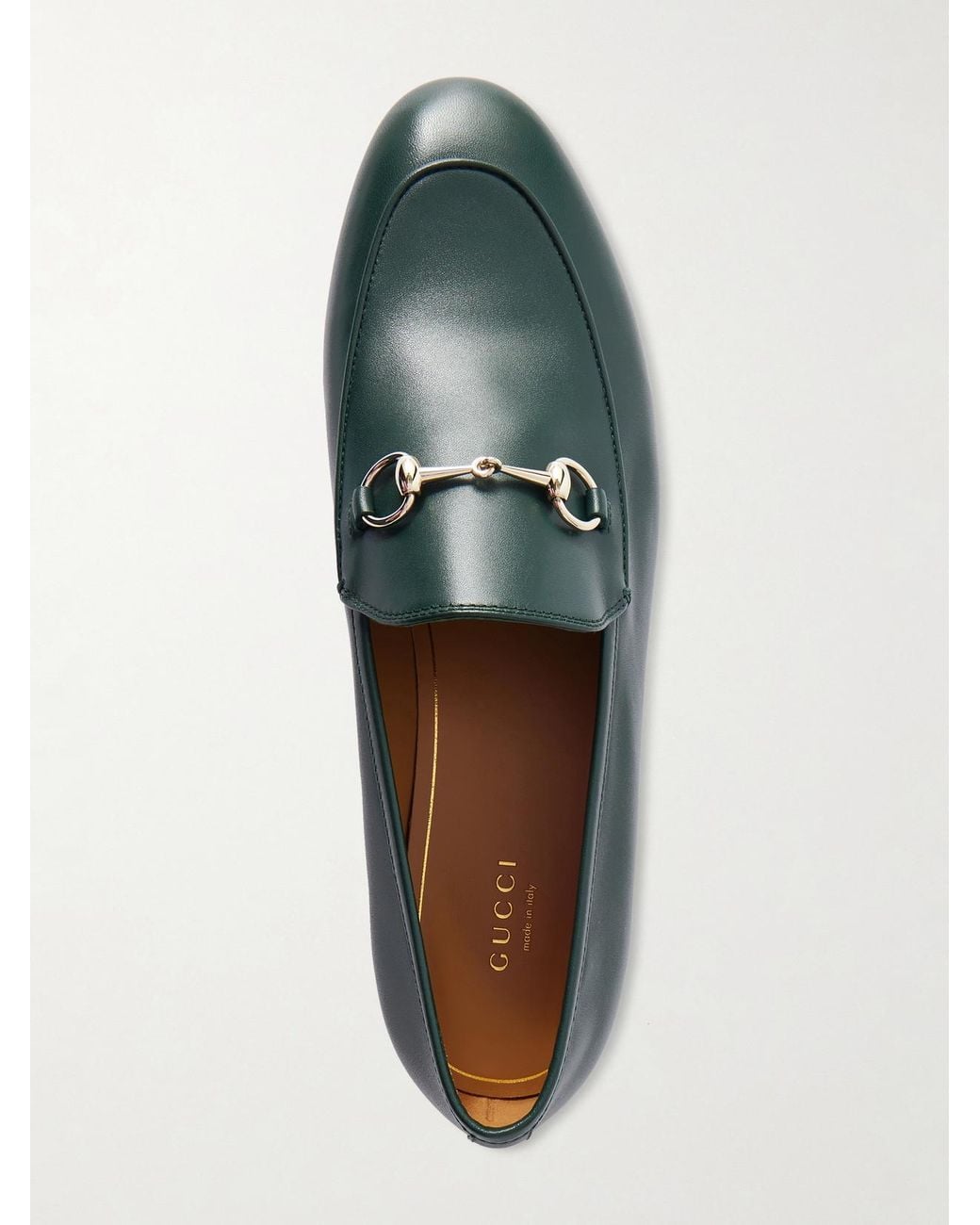 Gucci Green Jordaan Horsebit-Detailed Leather Loafers