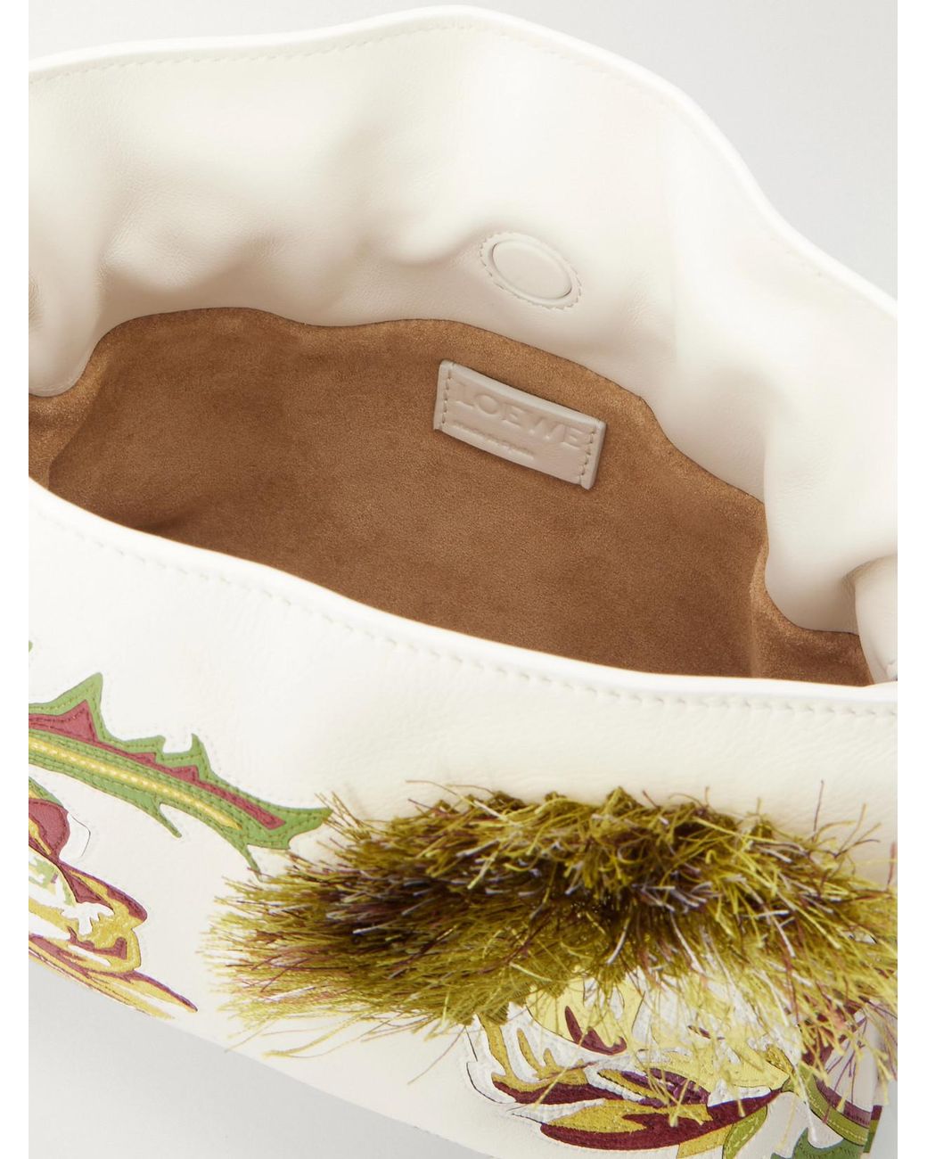 Loewe Metallic Paula Ibiza Flamenco Intarsio Mini Embroidered Leather Clutch