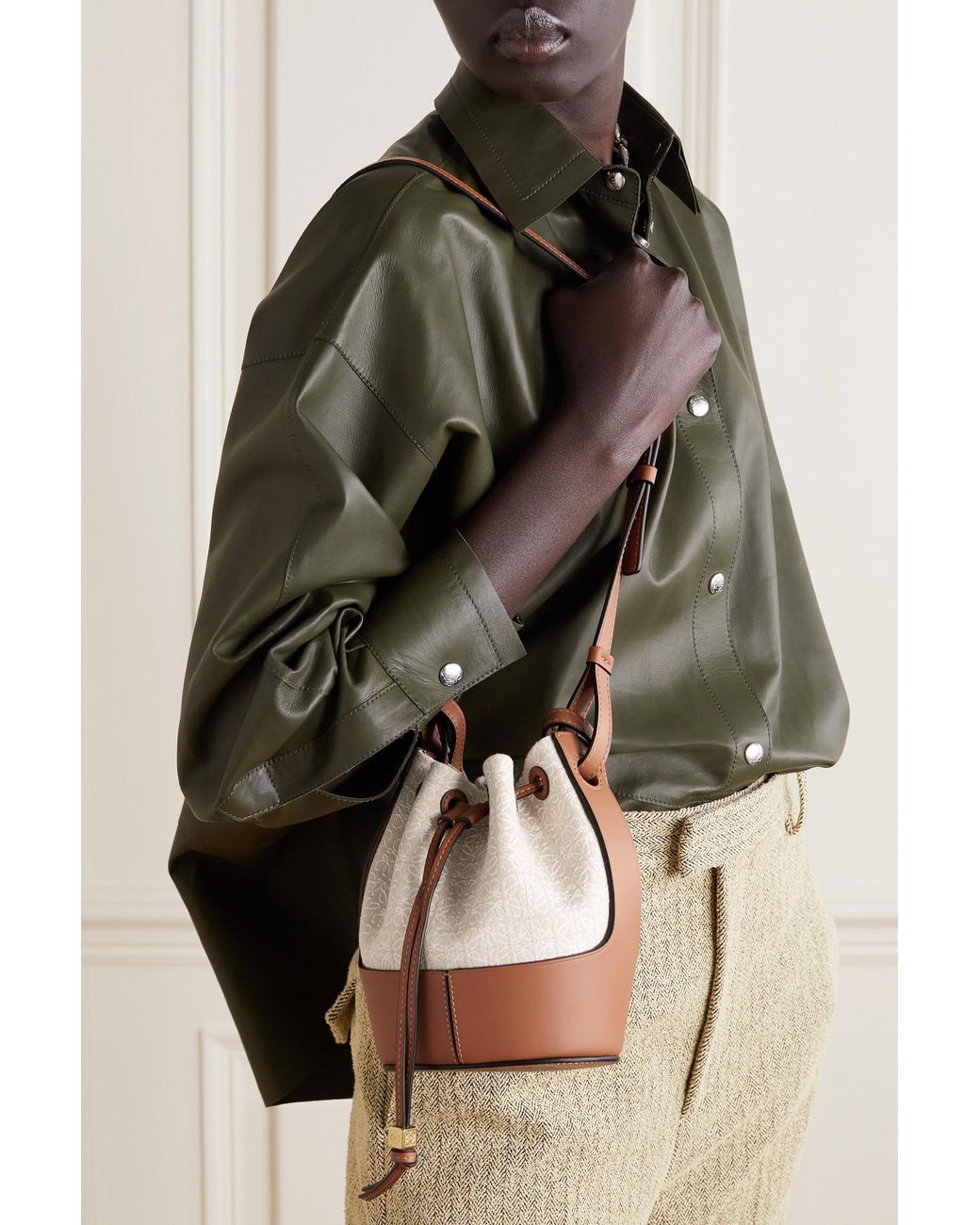 Loewe 2020 Leather-trimmed Canvas Rope Bucket Bag
