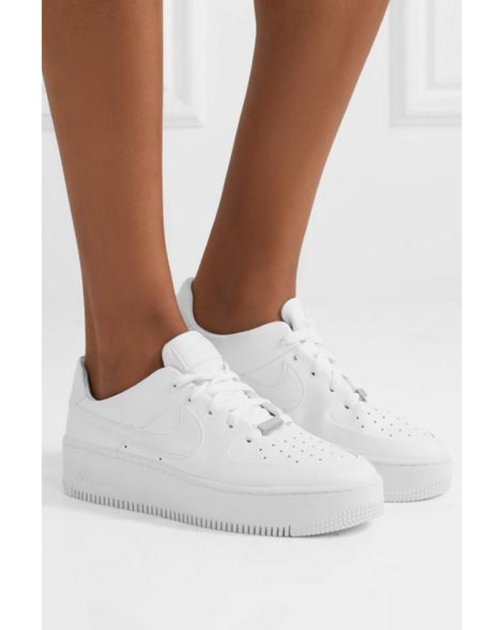 Nike Air Force 1 Sage Textured-leather Sneakers in White | Lyst