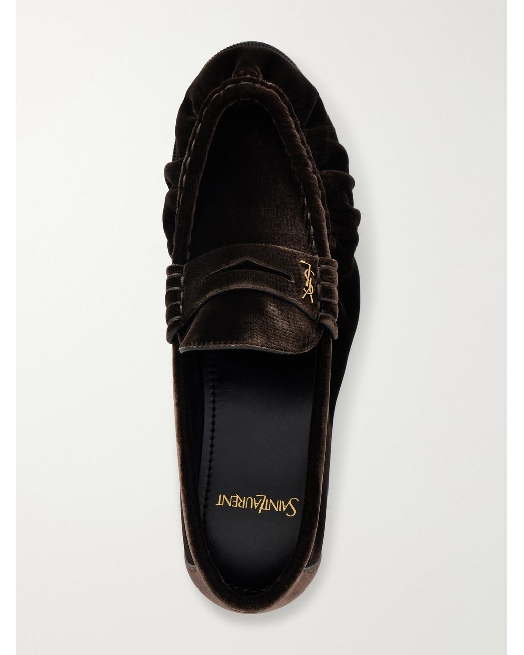 Saint Laurent Black Le Loafer Supple Cassandre-Embellished Velvet Loafers