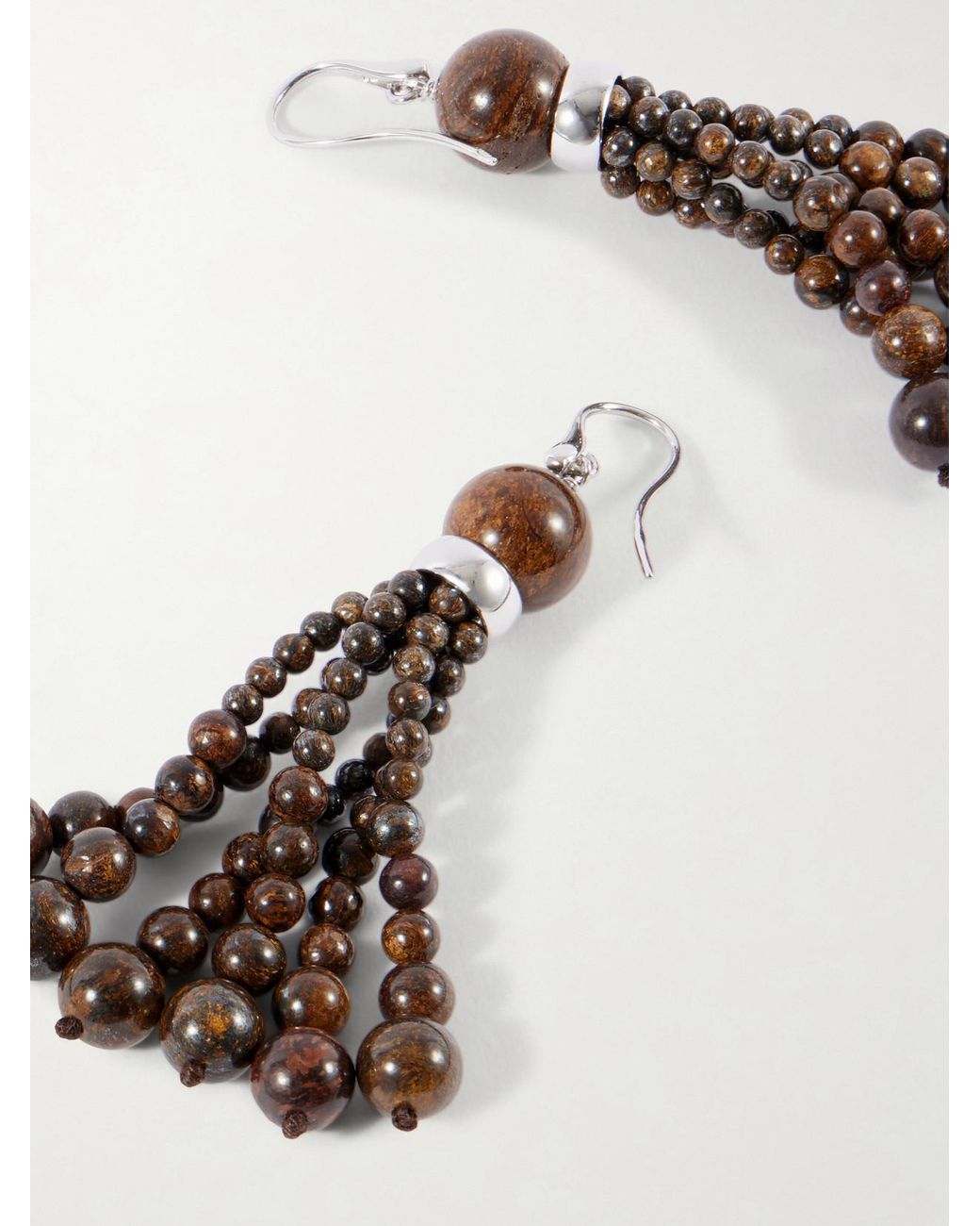 Le Sundial Natural Venice Opera Tasseled Sterling Bronzite Earrings