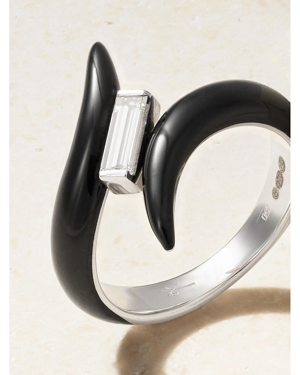 Nikos Koulis Natural Oui 18-Karat, Diamond And Enamel Ring