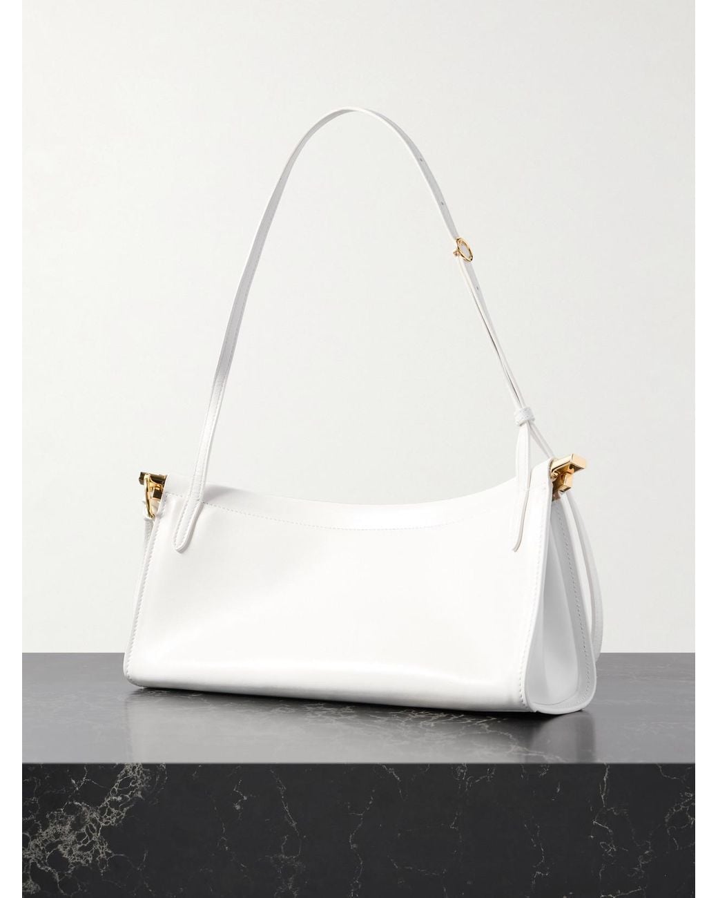 Alaïa White Click E/W Medium Leather Shoulder Bag