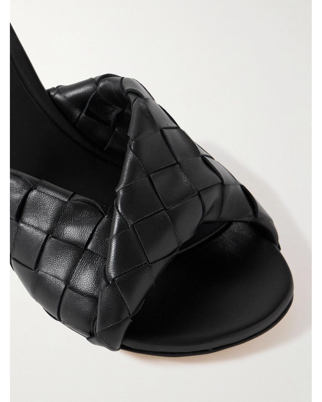 Bottega Veneta Black Blink Twisted Intrecciato Leather Mules