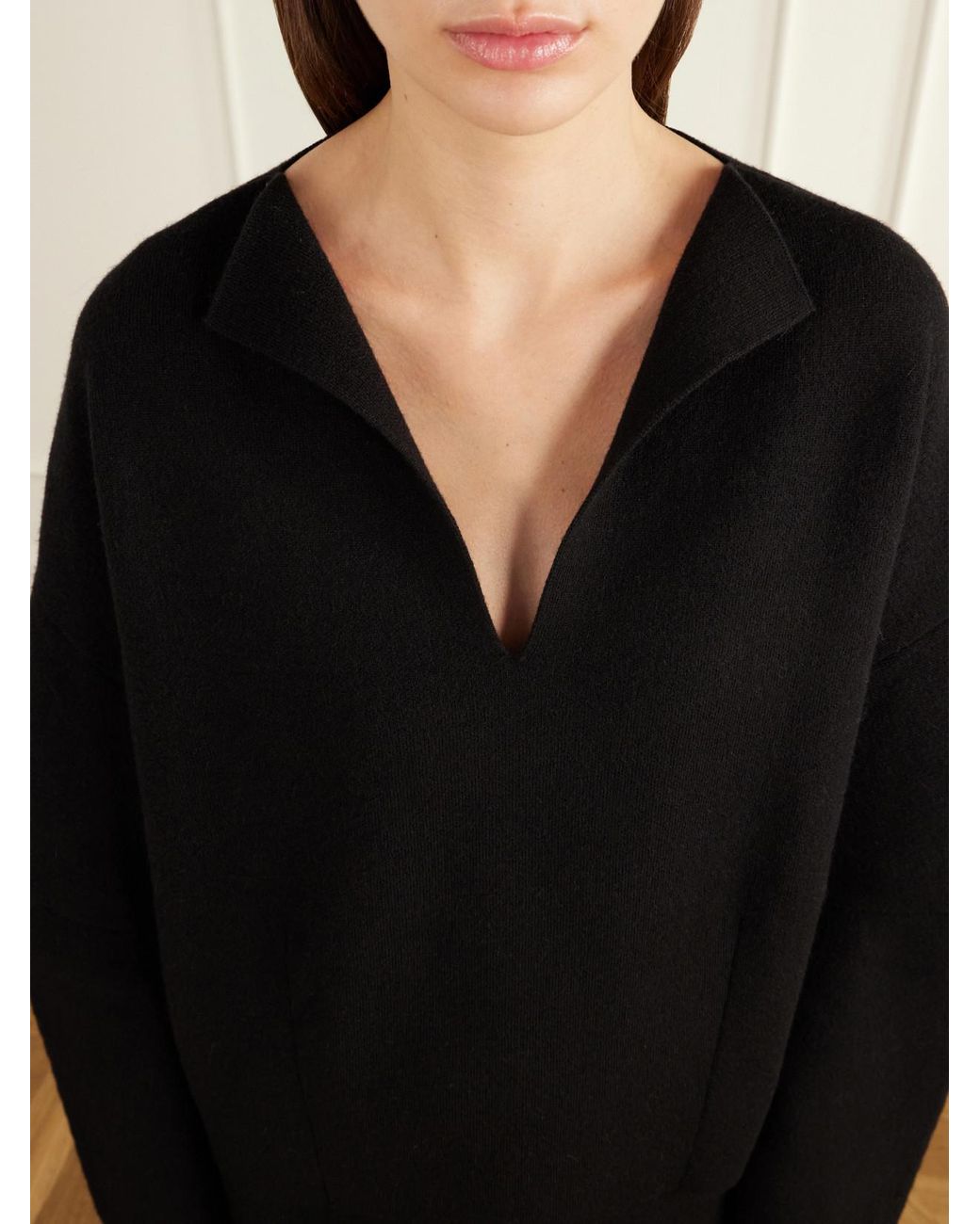 Lauren Manoogian Black Double-Knit Merino Wool, Alpaca And Pima Cotton-Blend Sweater