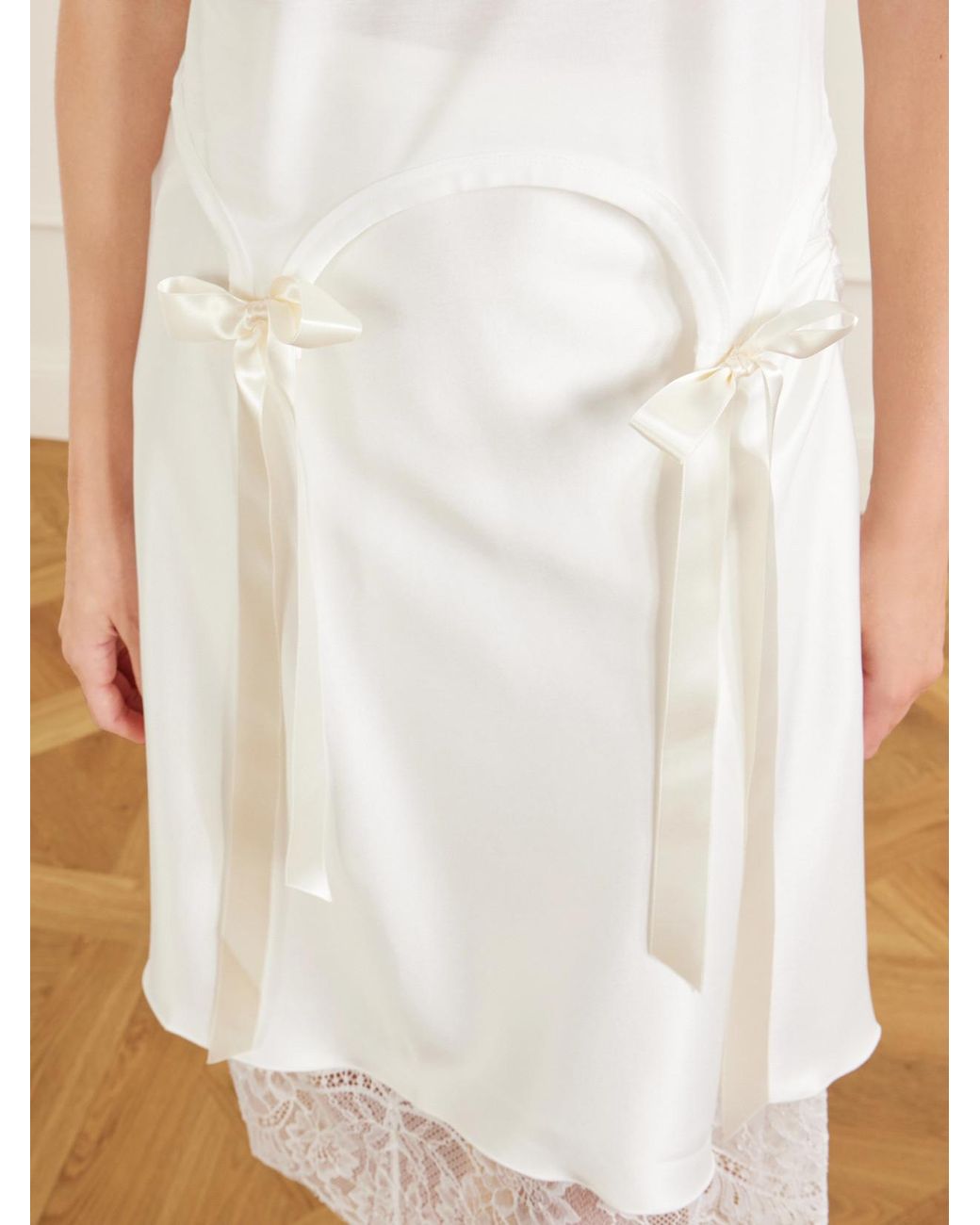 Simone Rocha White Bow-Detailed Jersey T-Shirt