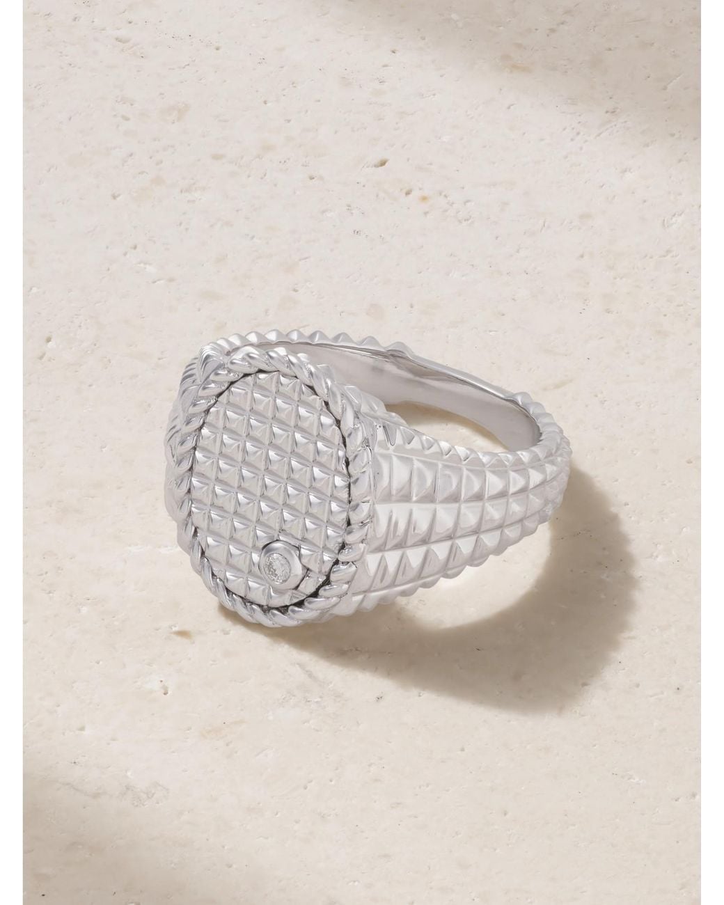 Yvonne Léon Natural 9-Karat Diamond Signet Ring