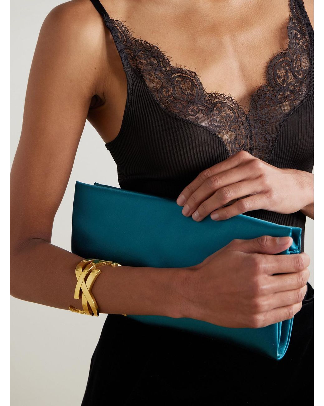 Saint Laurent Metallic Cassandre-Tone Cuff