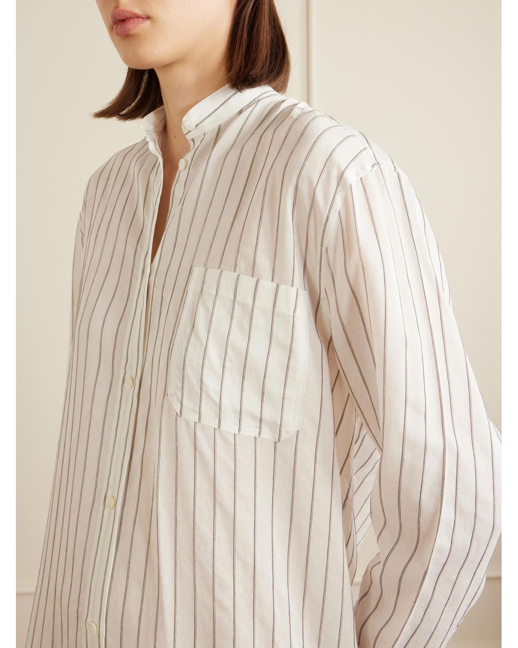 Totême White Striped Voile Midi Dress