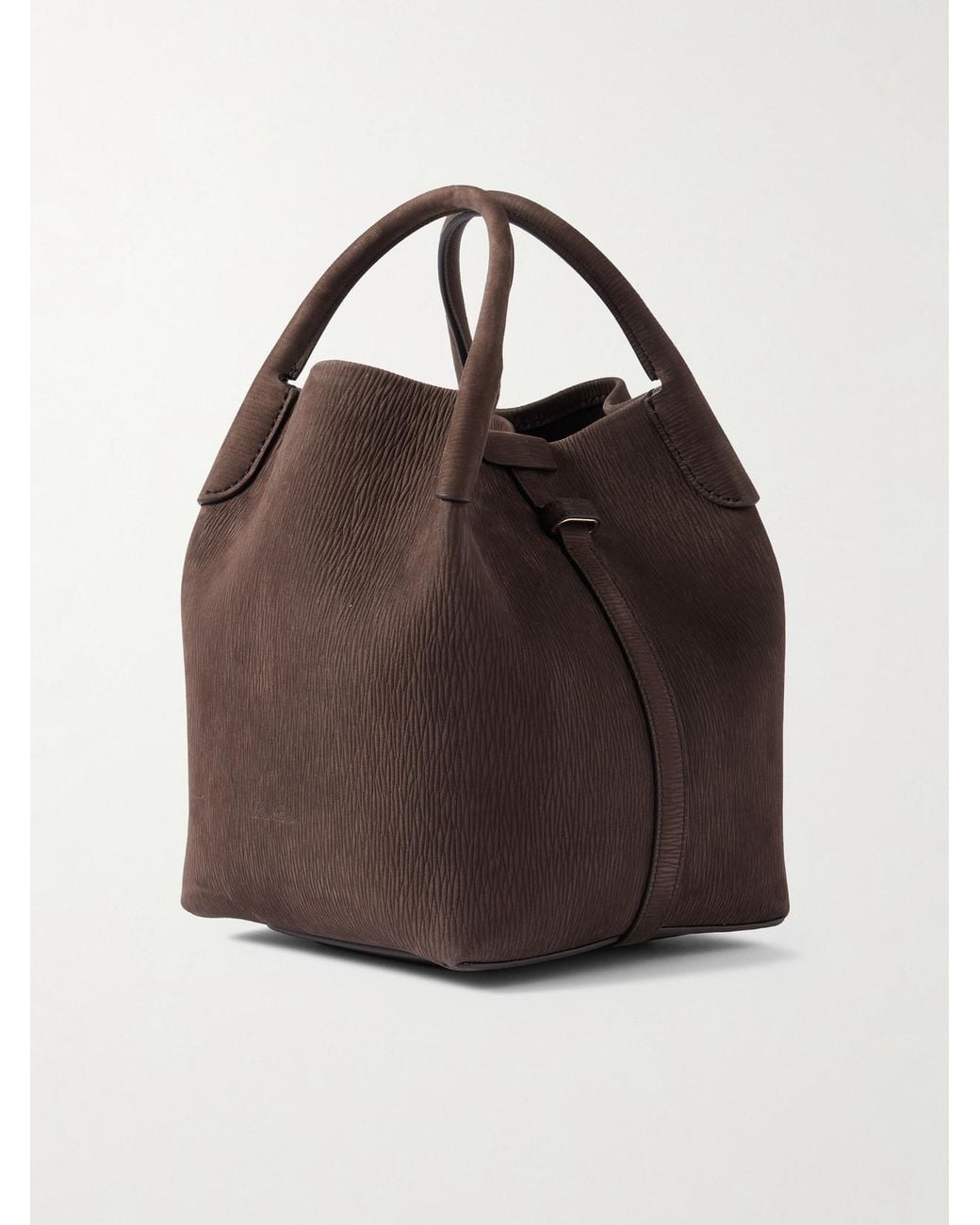 Loro Piana Brown Bale Small Textured-Suede Shoulder Bag