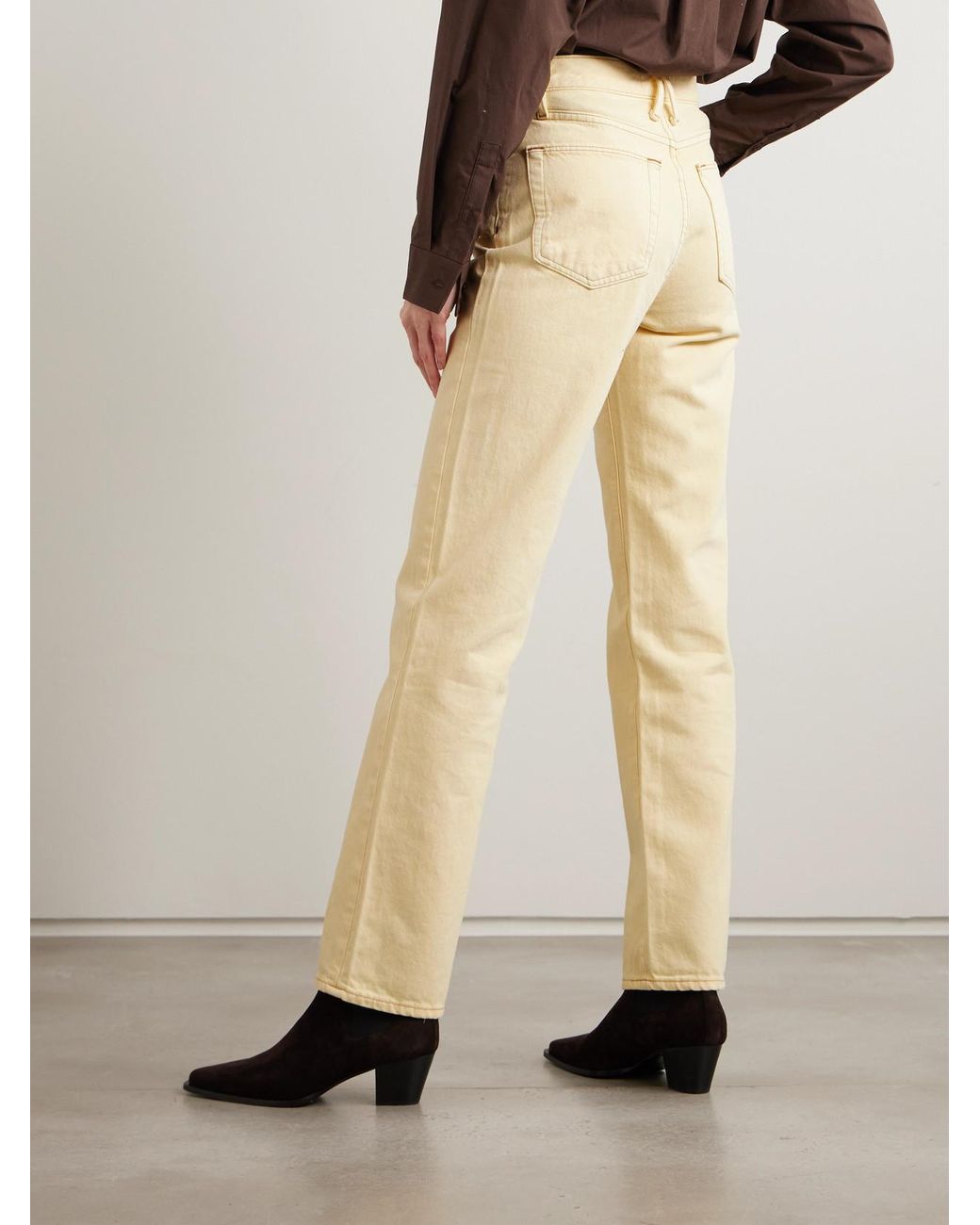 SLVRLAKE Denim Natural London Cropped High-Rise Straight-Leg Jeans