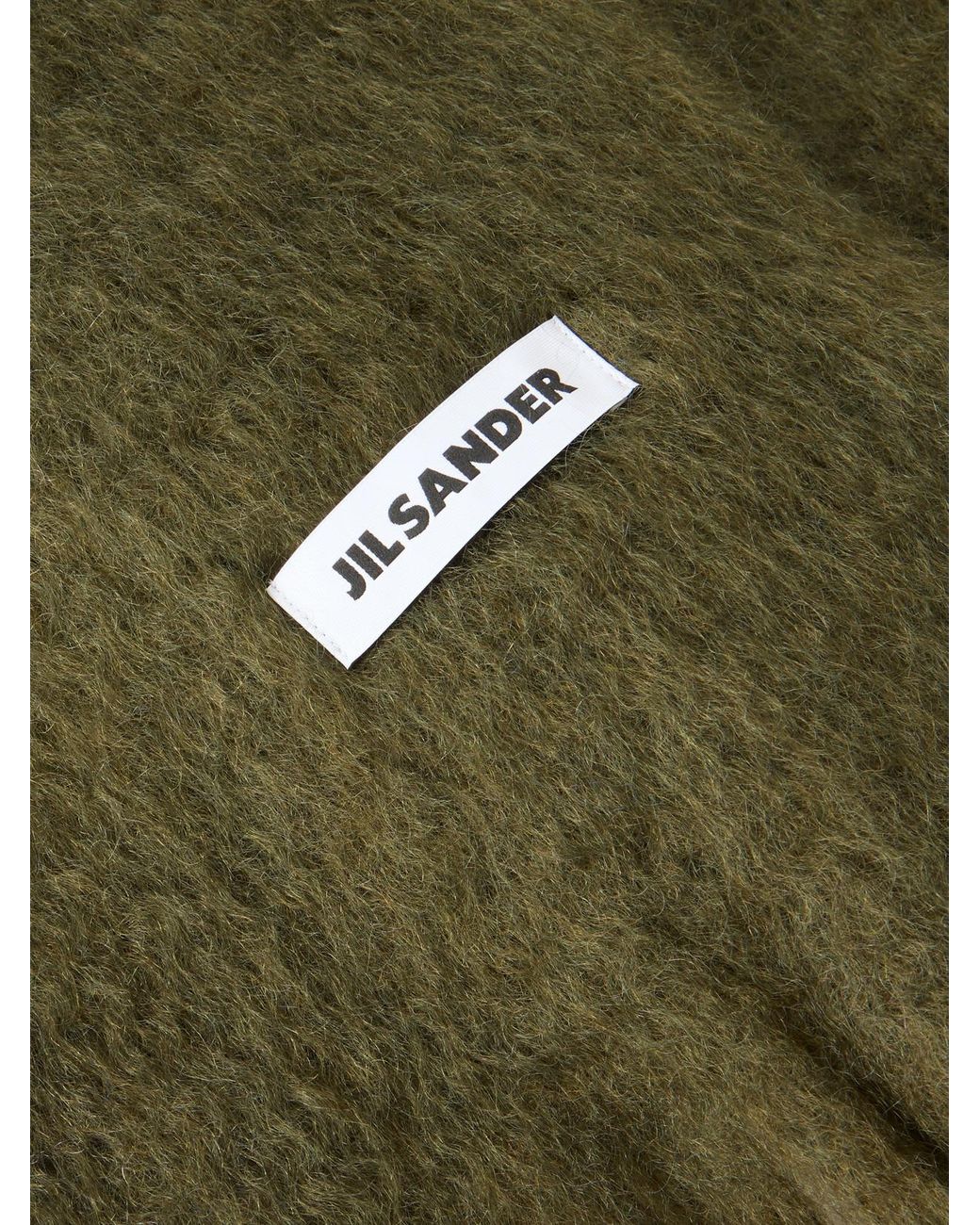 Jil Sander Green Fringed Mohair And Wool-Bend Scarf