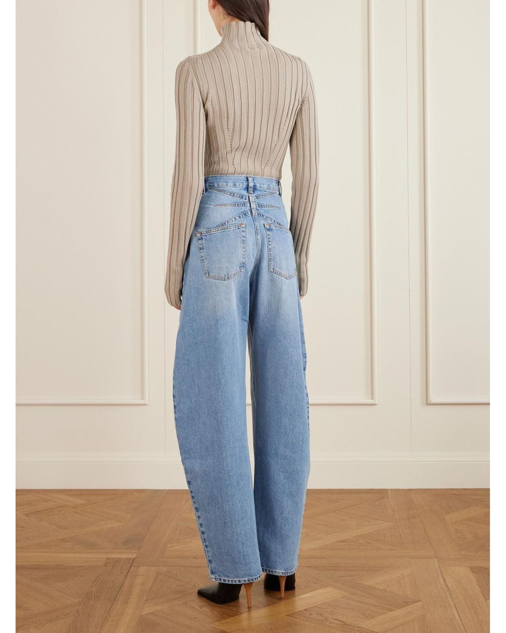 Alaïa Gray Ribbed Wool Turtleneck Bodysuit