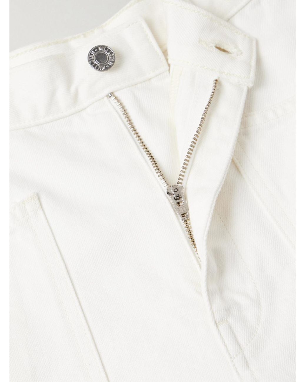 Nili Lotan White Shon Cotton-Blend Twill Tapered Pants