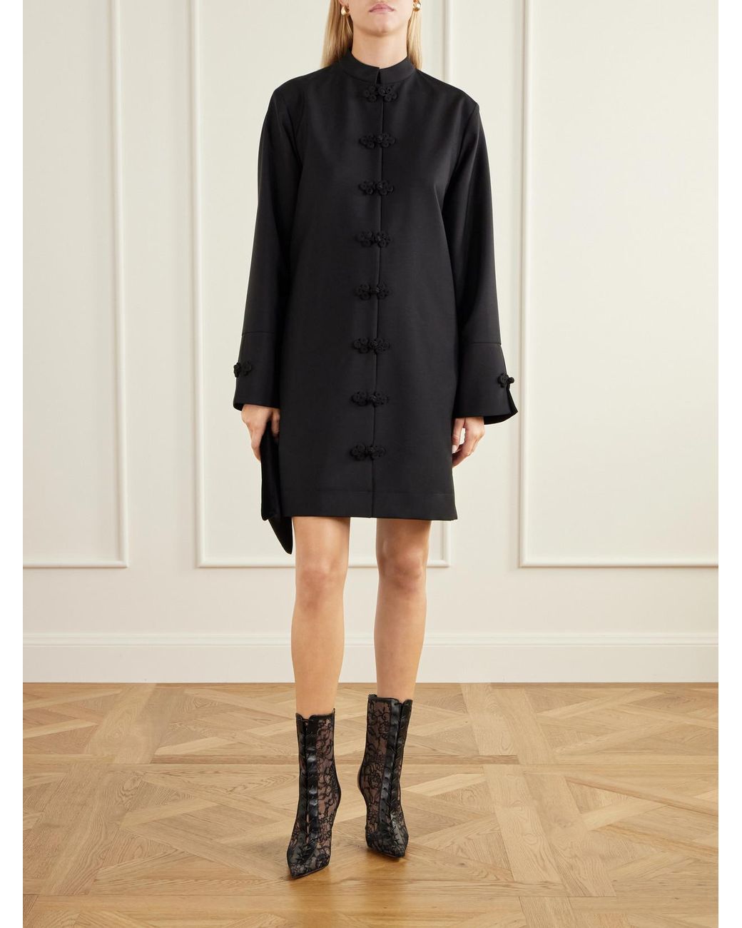 Jimmy Choo Black Scarlett 95 Lace And Leather-Trimmed Ankle Boots
