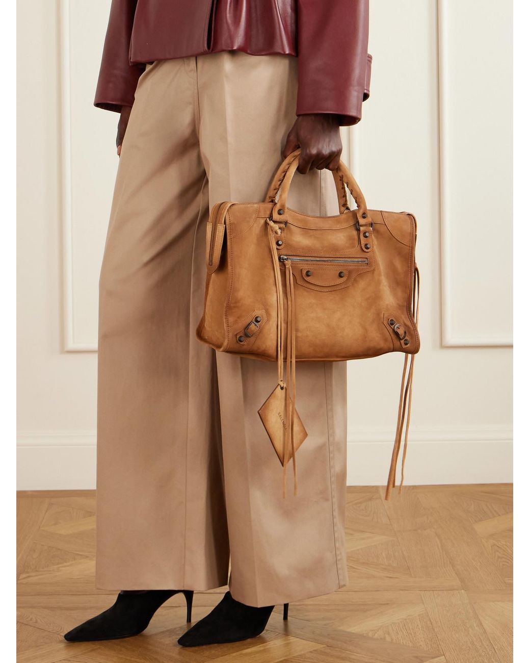 Balenciaga Brown Le City Medium Suede Shoulder Bag