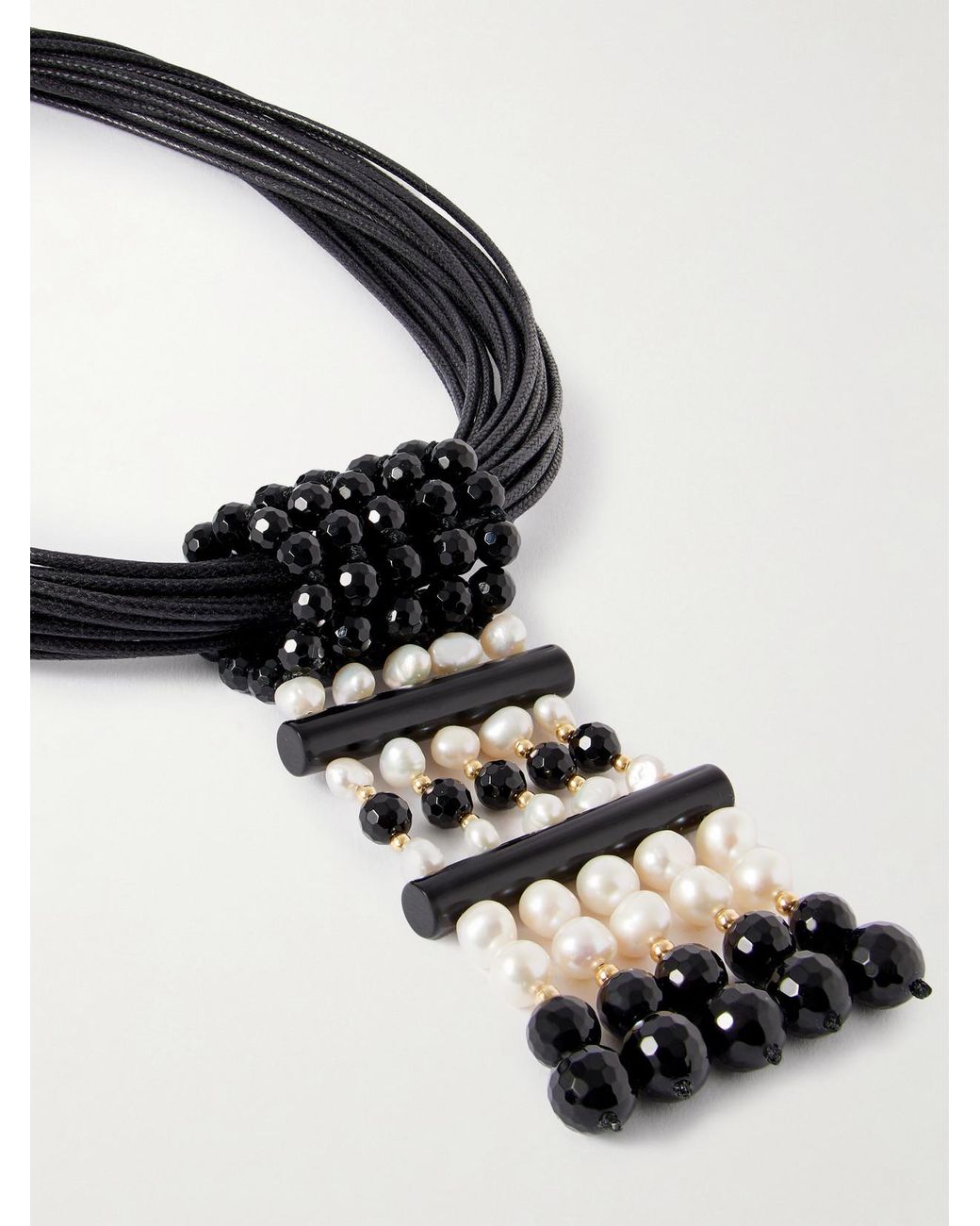 Le Sundial Black Sculptural Pearl, Onyx And 18-Karat Cord Necklace