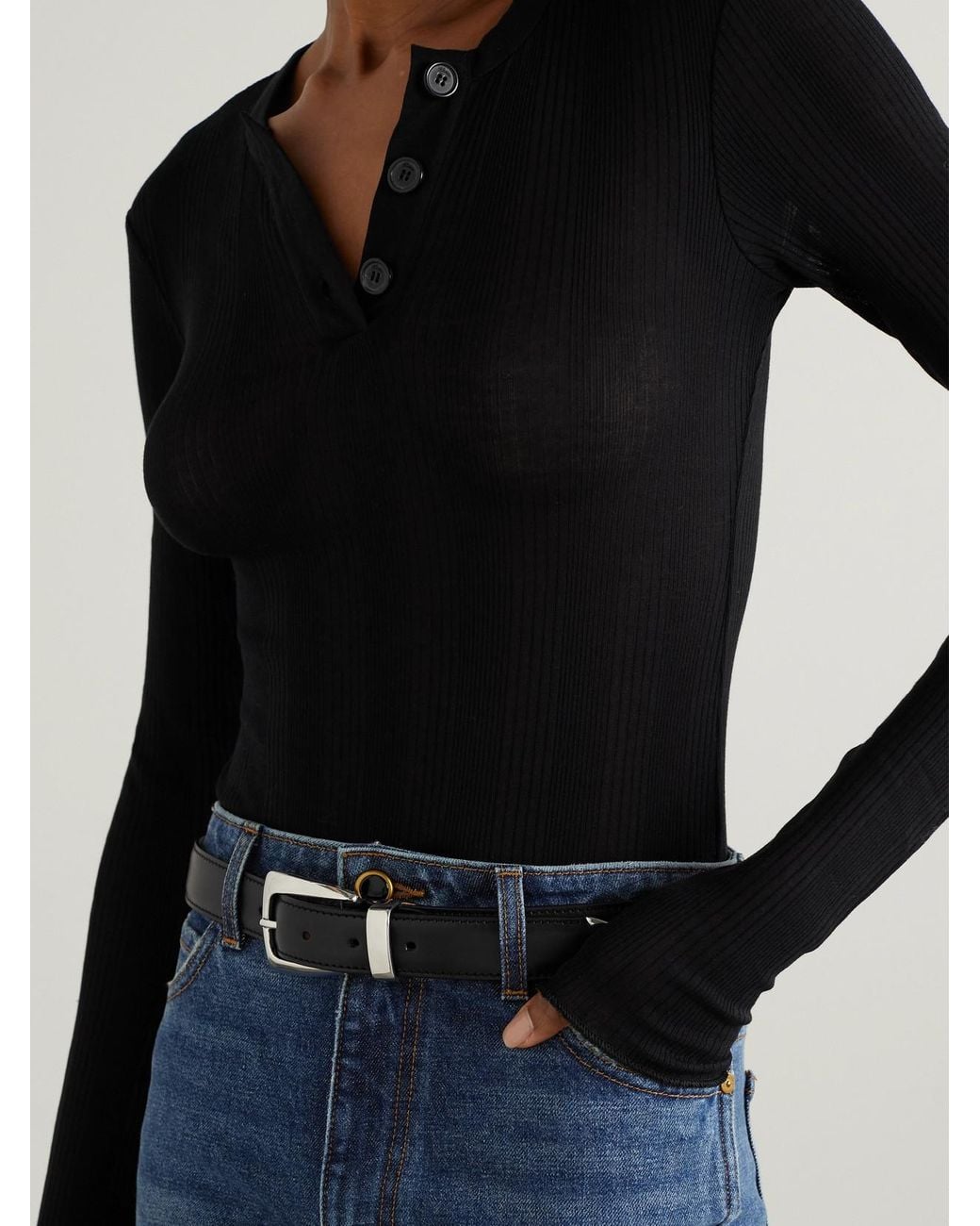 Khaite Black Benny Leather Belt