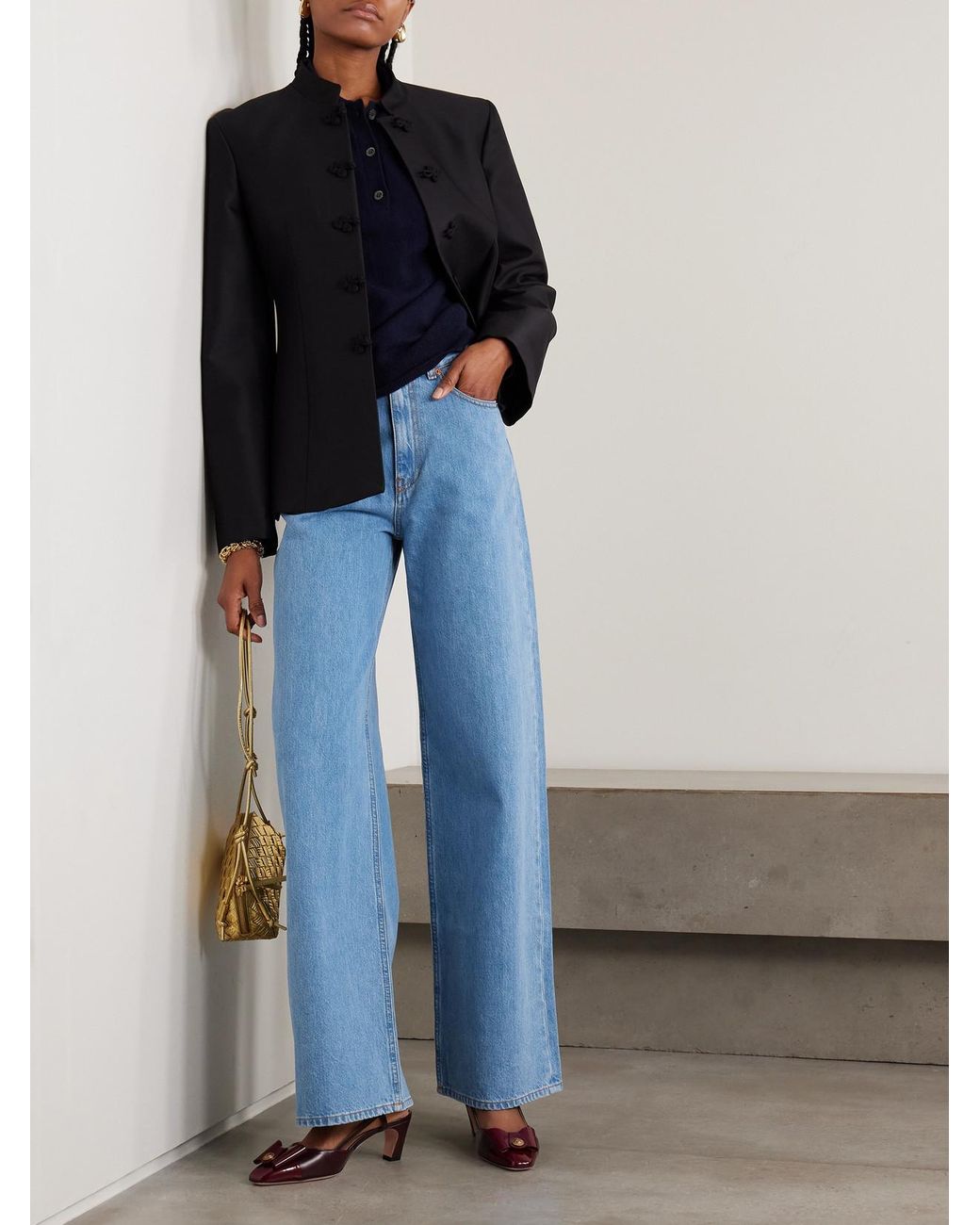 Blue Java Jeans Blazé Milano Nariida Java Embroidered High-Rise Wide-Leg Jeans in Blue ...