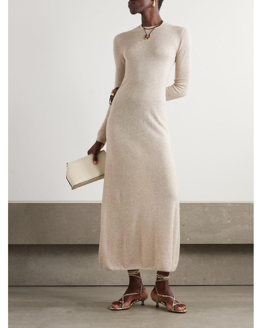 Loro Piana Natural Camino Cashmere And Silk-Blend Midi Dress