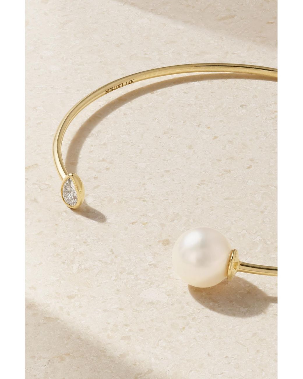Mizuki Natural 14-Karat, Pearl And Diamond Cuff