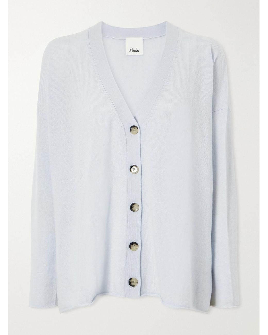 Allude Blue V-Neck Cashmere Cardigan