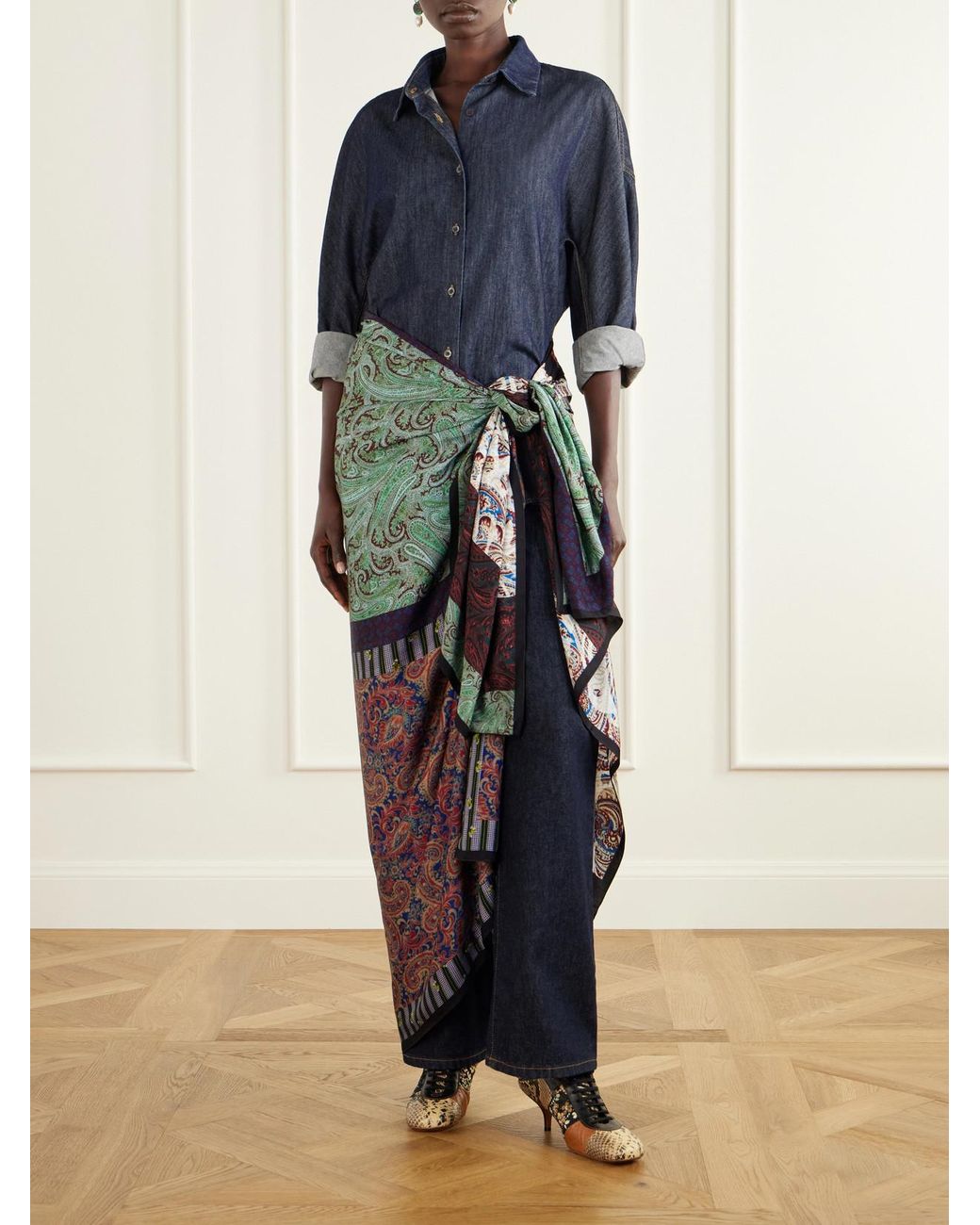 Dries Van Noten Red Floral-Printed Satin Scarf