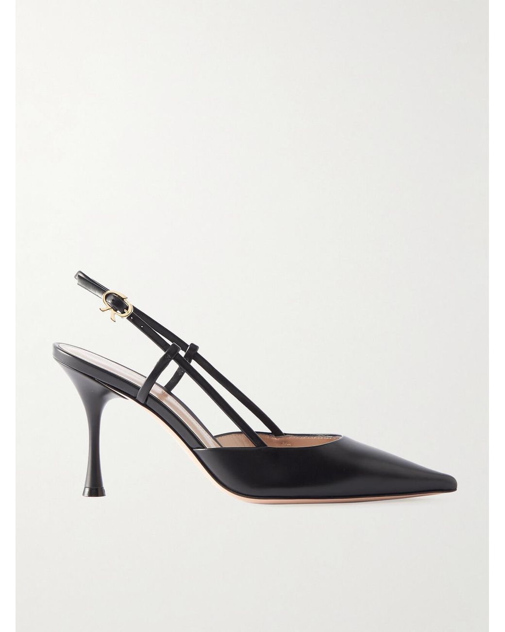 Gianvito Rossi Black Ascent 85 Leather Slingback Pumps