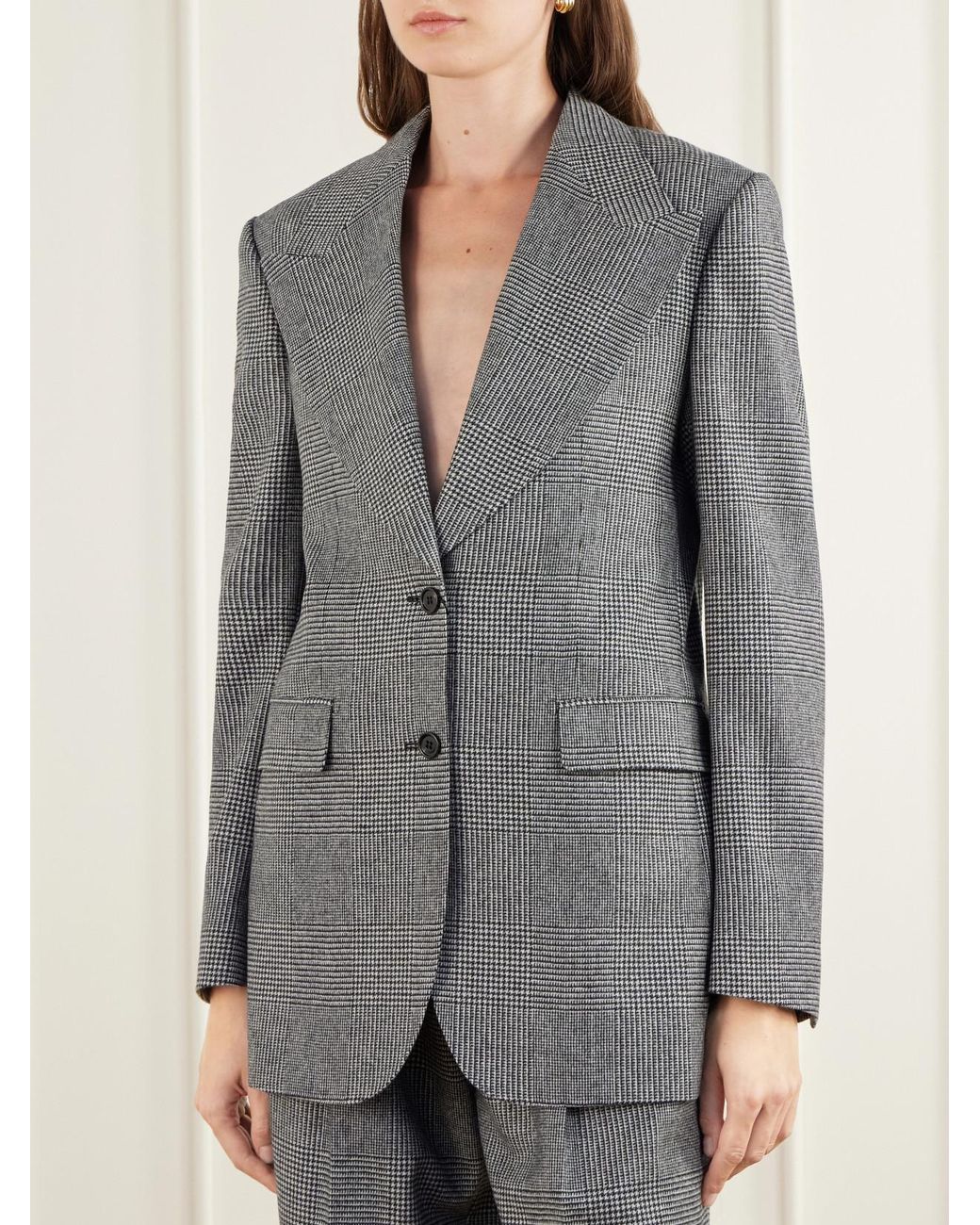 Dolce & Gabbana Gray Prince Of Wales Wool And Cashmere-Blend Blazer