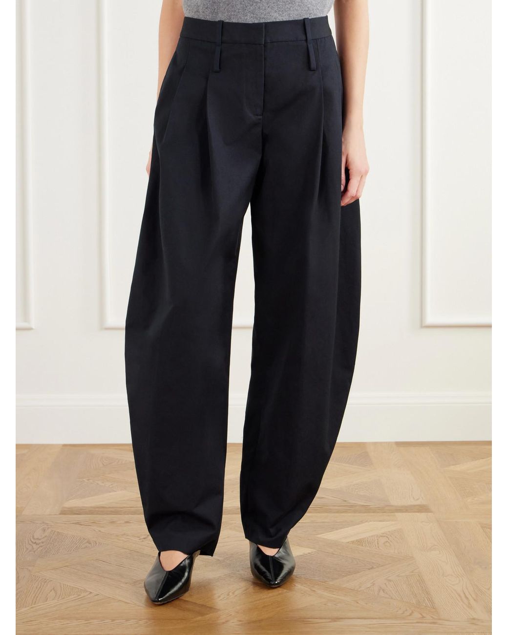 Brandon Maxwell Blue The Dean Cotton-Canvas Barrel-Leg Pants