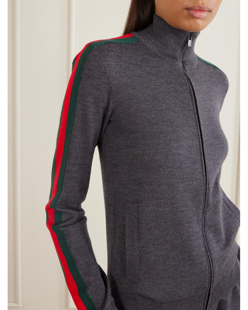 Gucci Blue Web-Trimmed Wool Cardigan