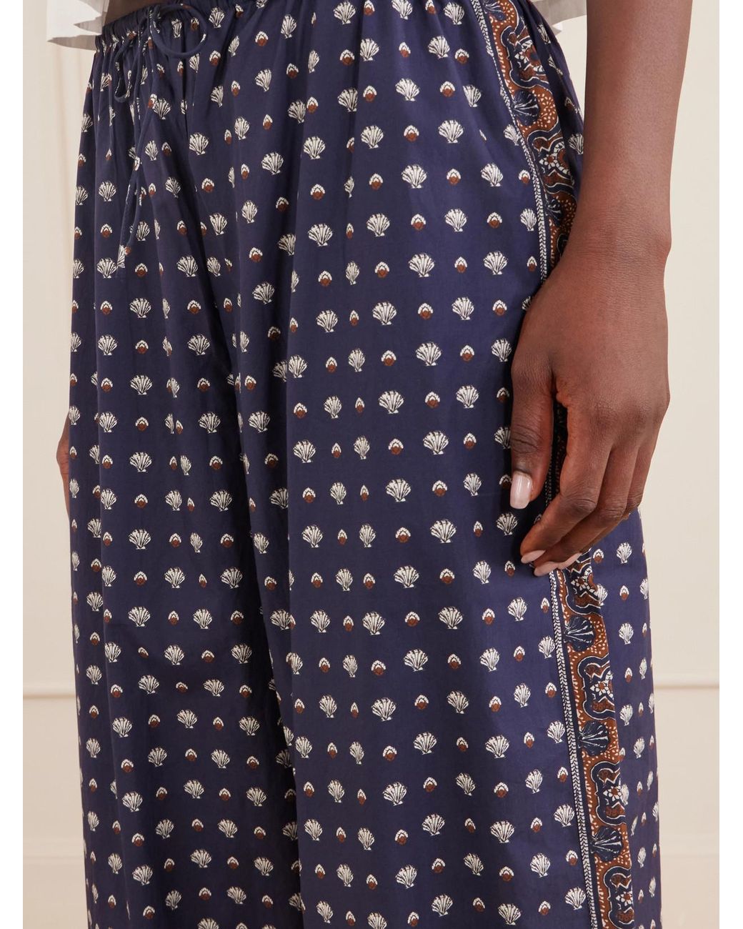 Doen Blue Yarrow Printed Cotton Balloon Pants