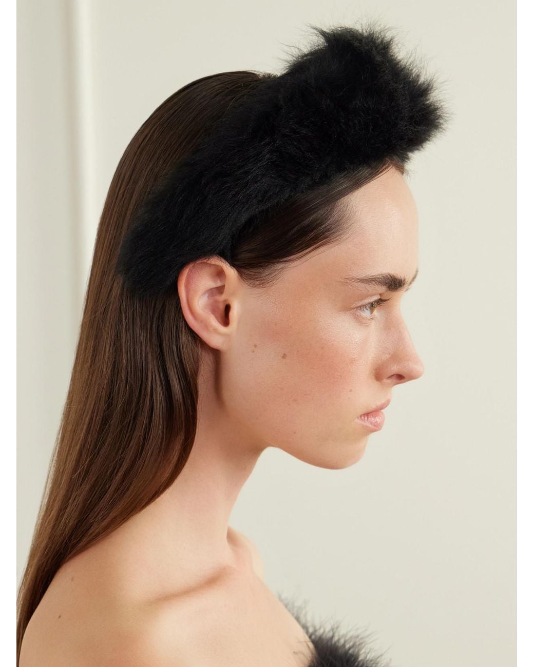 Gucci Black Gg-Appliqué Shearling Headband