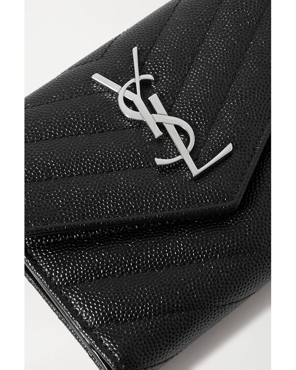 Saint Laurent Black Monogramme Quilted Textured-Leather Wallet
